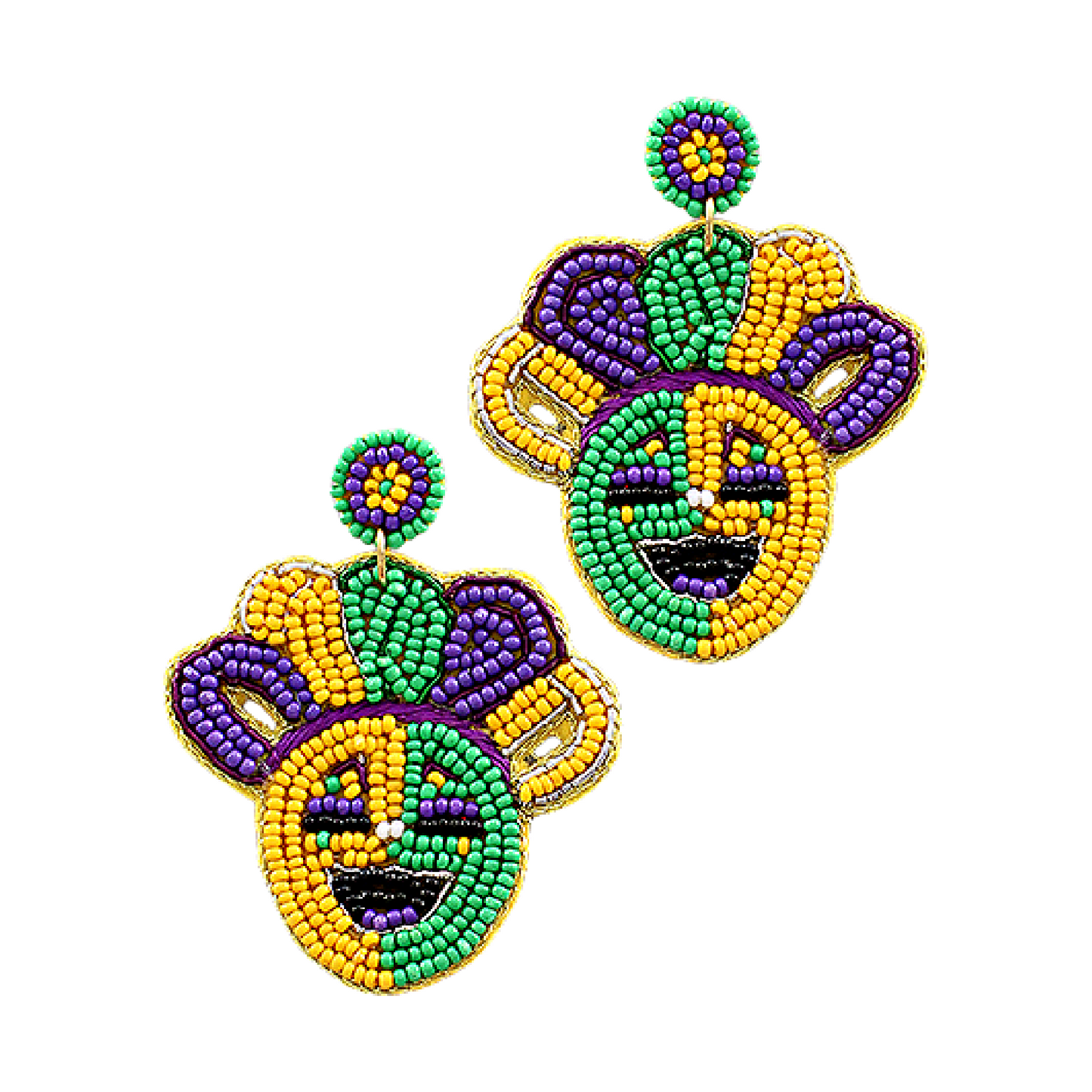 Mardi Gras Beaded Court Jester Earrings