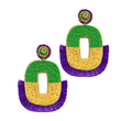 Mardi Gras Beaded Fringe Rhinestone Earrings