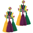 Mardi Gras Mask Beaded Tassel Earrings