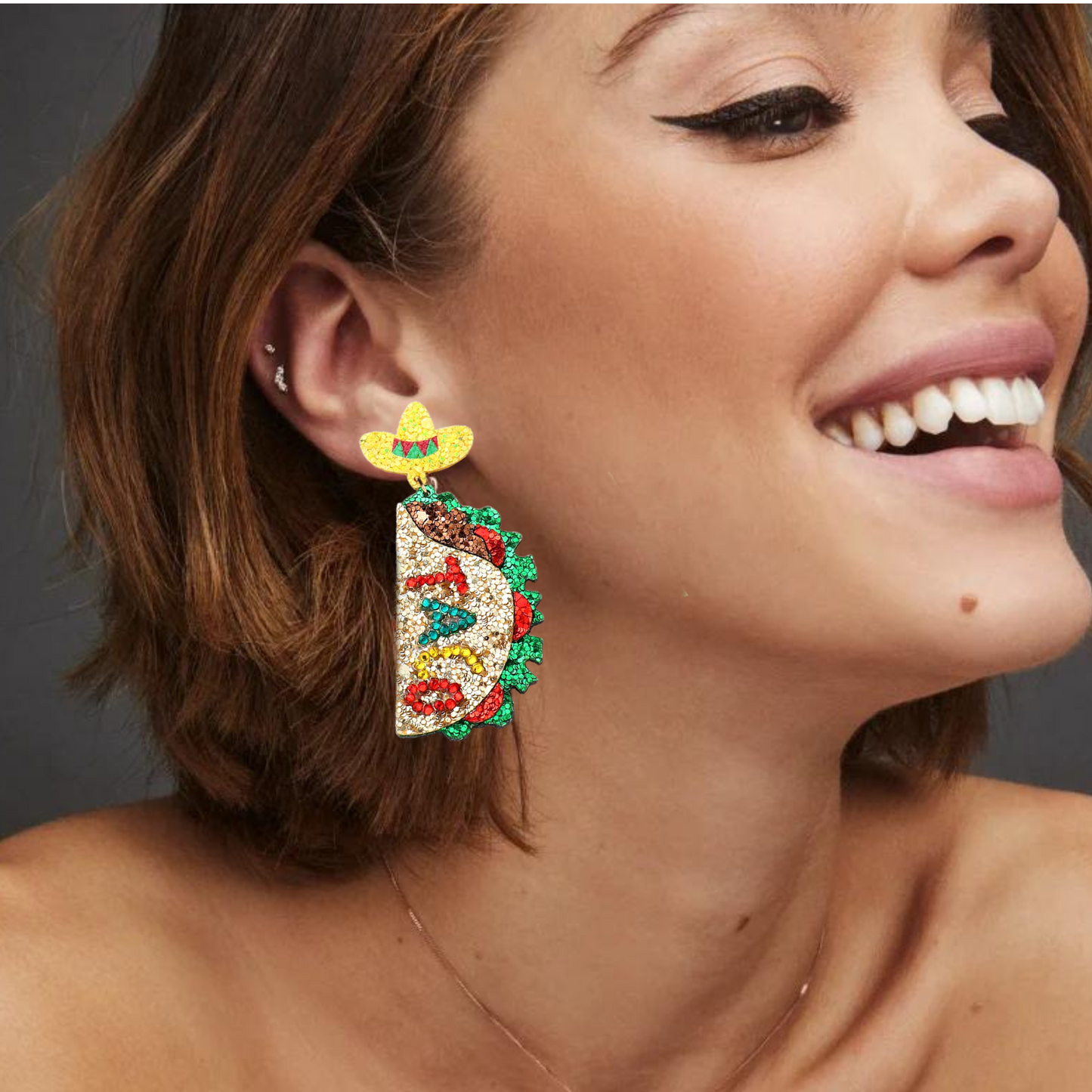 Mexican Food Festival Taco Glitter Sheet Earrings