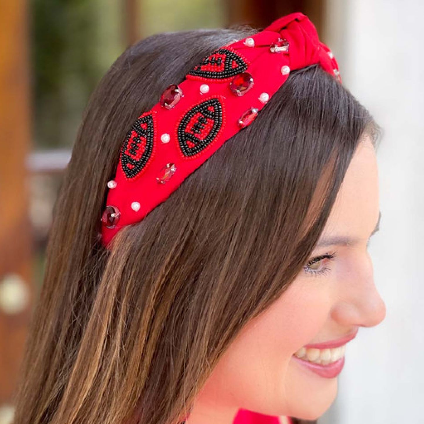 Red Black Georgia Football Fan Team Colors Beaded Headband