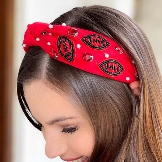 Red Black Georgia Football Fan Team Colors Beaded Headband