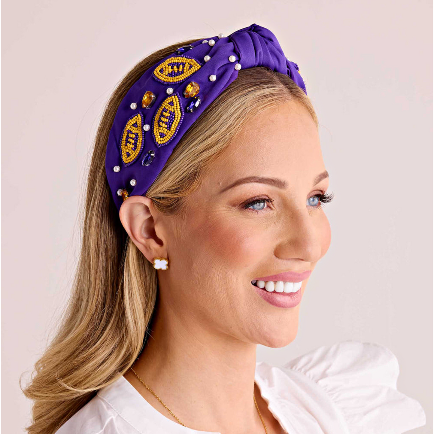 LSU Purple Gold Football Team Colors Beaded Headband