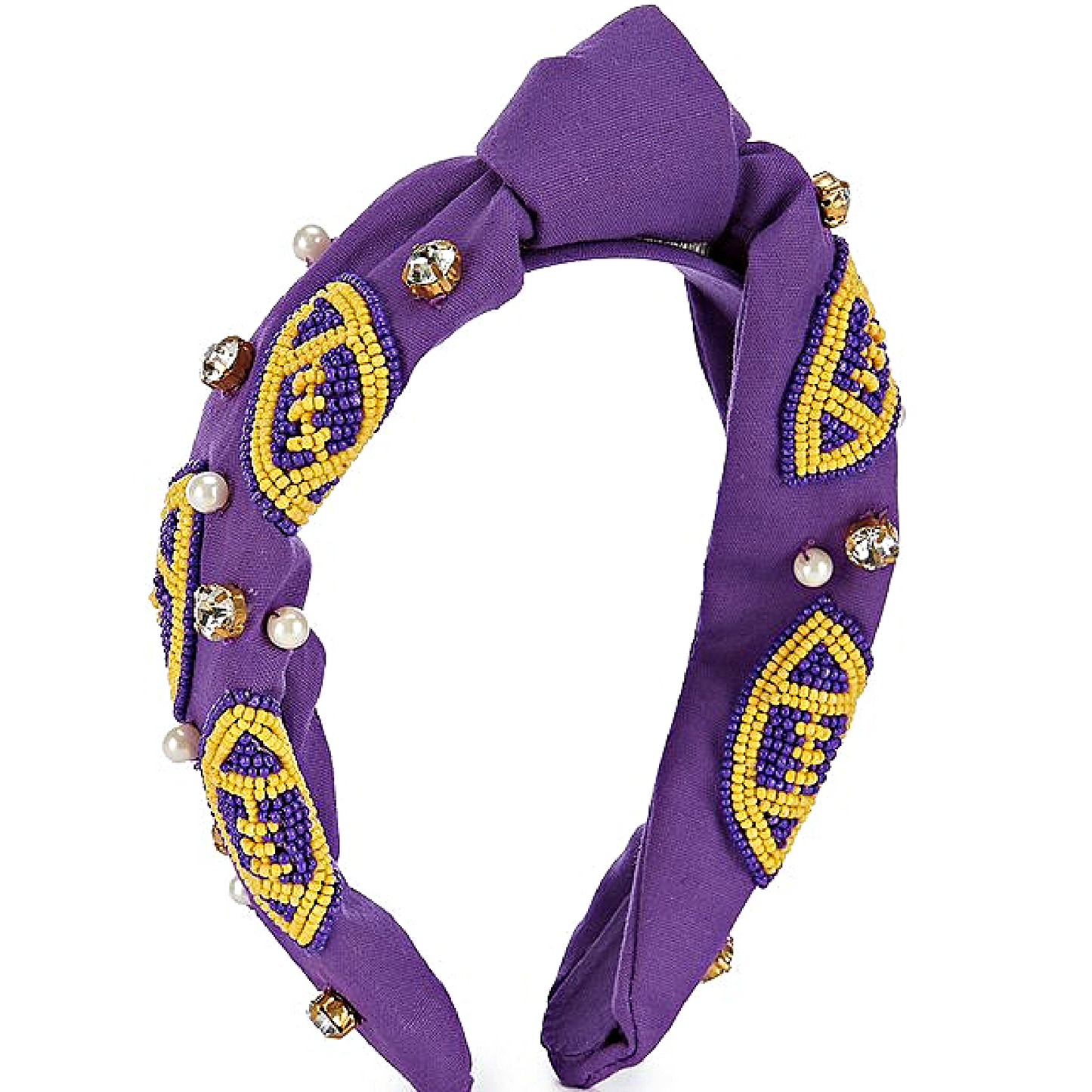 LSU Purple Gold Football Team Colors Beaded Headband