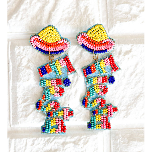 Fiesta Mexican Festival Party Rainbow Beaded Earrings