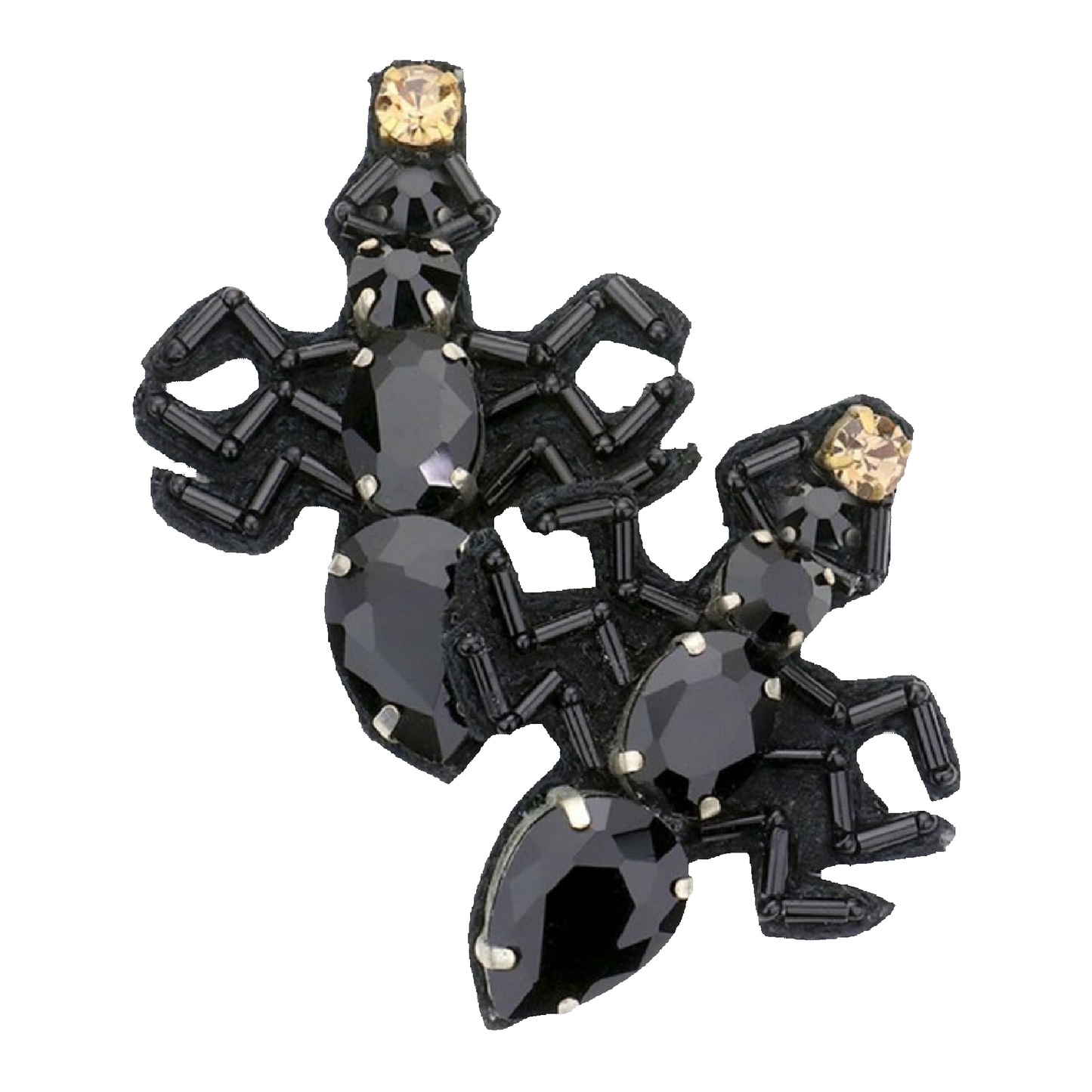 Obsidian Beaded Austrian Crystal & CZ Spider Halloween Goth Earrings