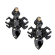 Obsidian Beaded Austrian Crystal & CZ Spider Halloween Goth Earrings