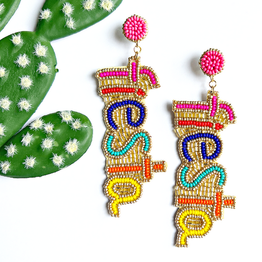 Fiesta Mexico Festival Party Beaded Earrings