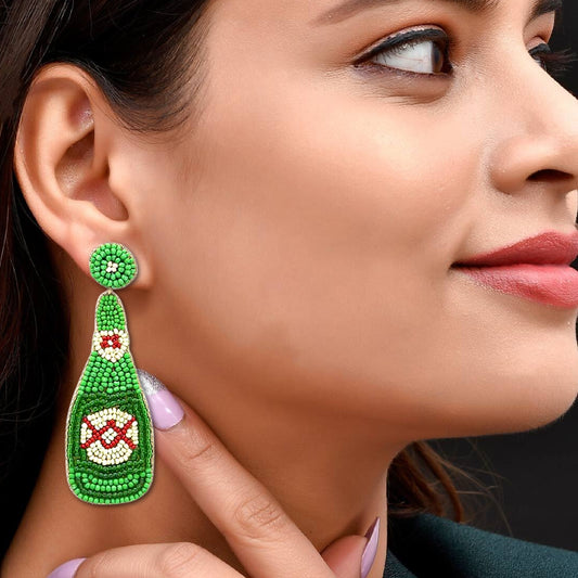 Dos Equis Mexican Beaded Beer Bottle Earrings