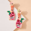 Rose Wine Bottle Seed Beaded Floral Earrings