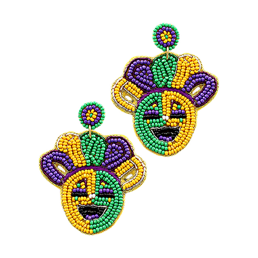 Mardi Gras Beaded Court Jester Earrings