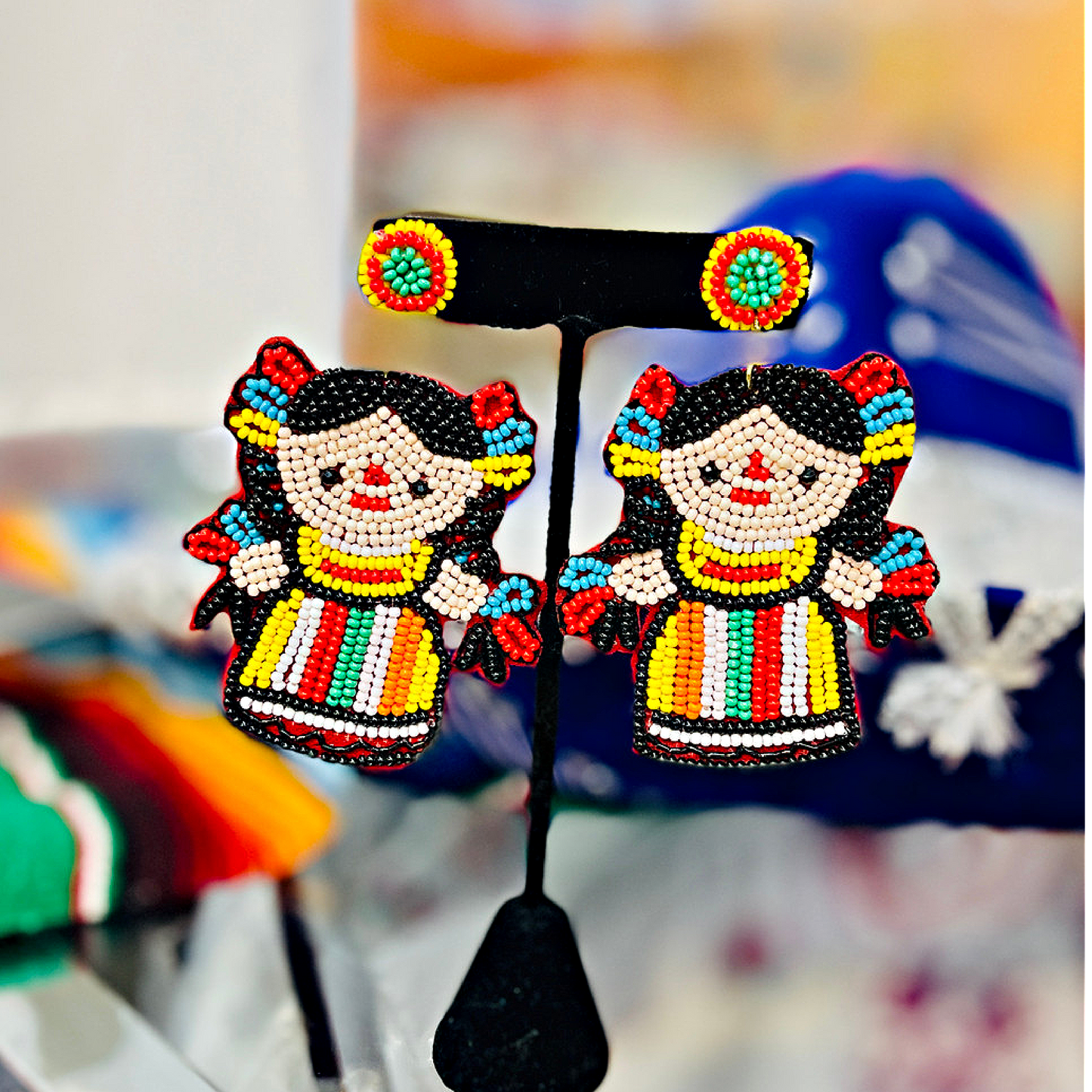 Mexican Lele Rag Doll Festival Cinco Beaded Earrings