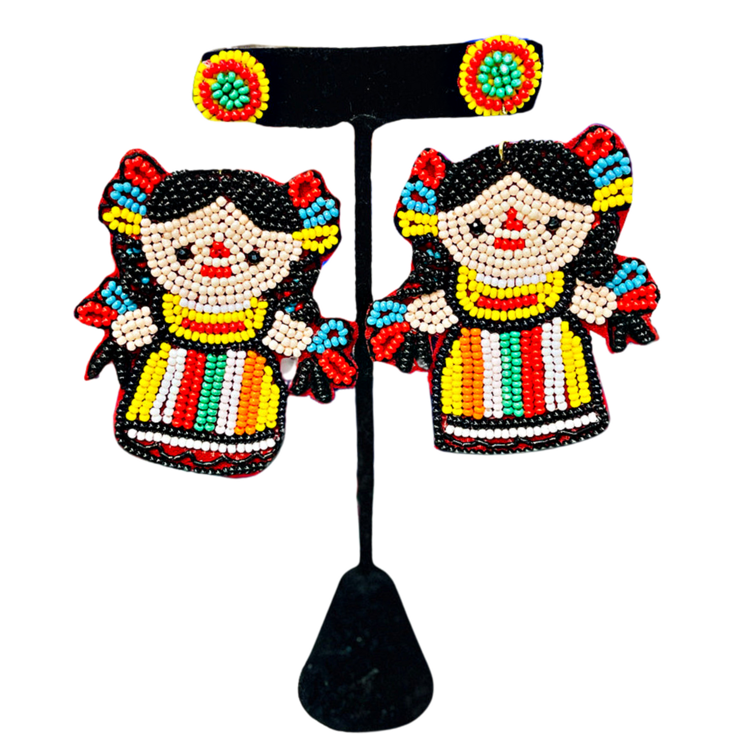 Mexican Lele Rag Doll Festival Cinco Beaded Earrings