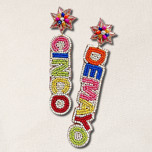 Mexican Festival Cinco De Mayo Beaded Gem Earrings
