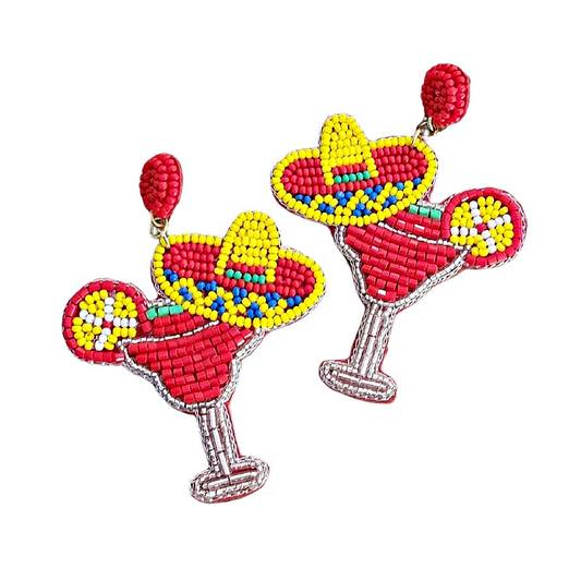 Mexican Fiesta Margarita Cocktail Party Beaded Earrings