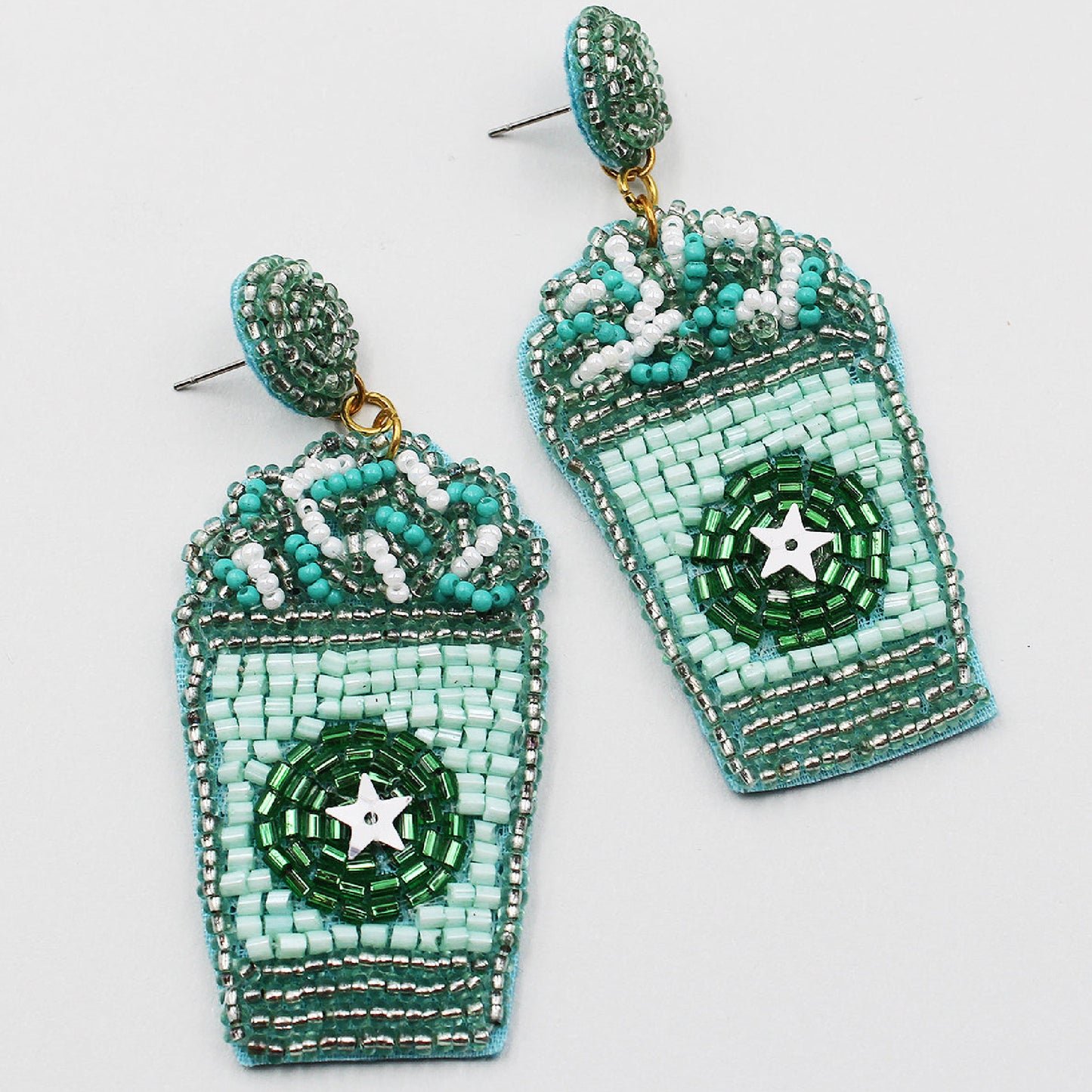 Starbucks Latte Coffee Frappe Beaded Earrings