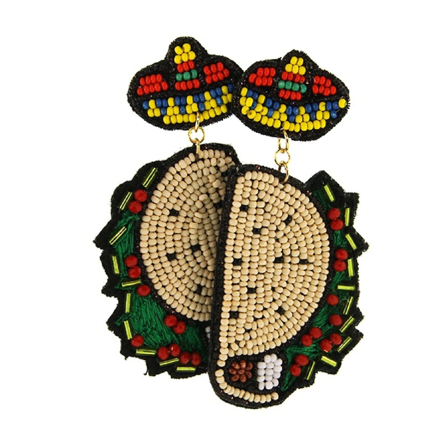 Mexican Food Festival Taco Seed Beaded Earrings
