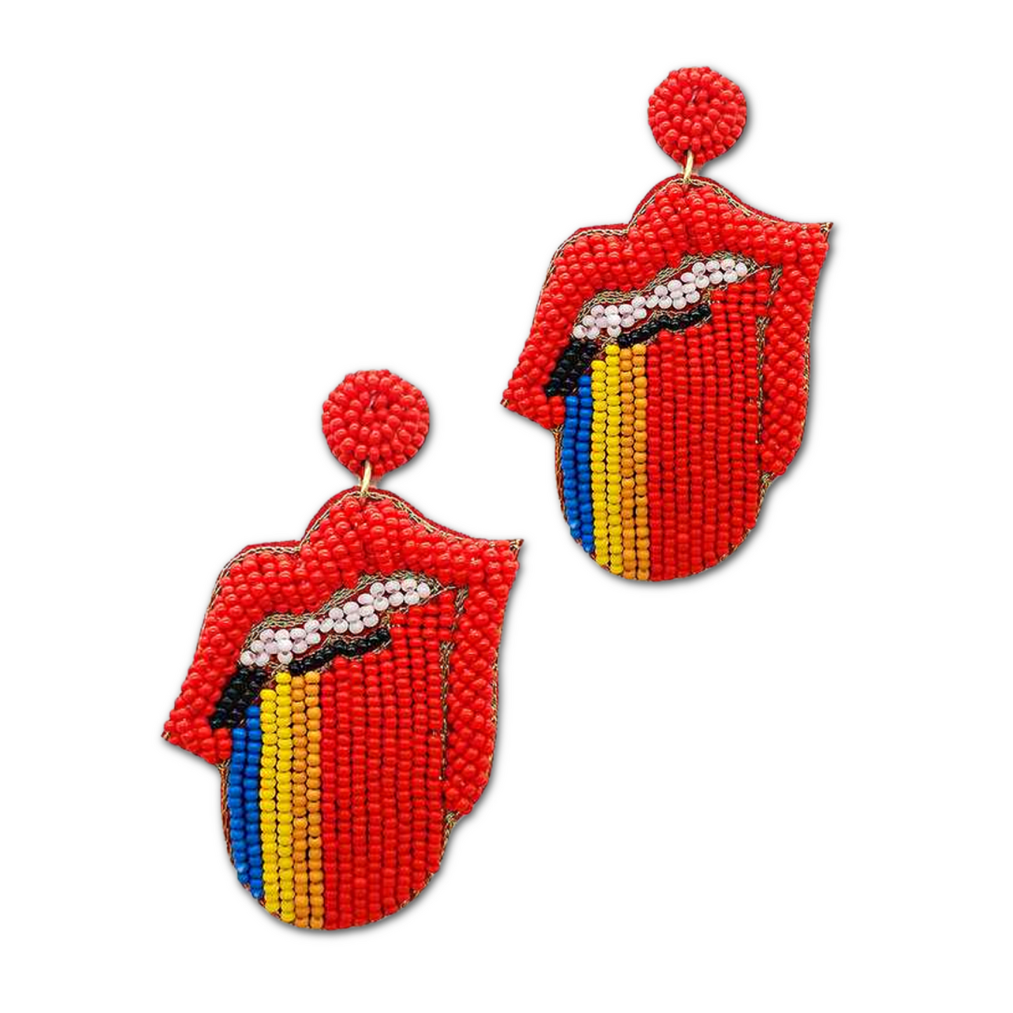 Just A Rolling Stone Rainbow Tongue Beaded Earrings