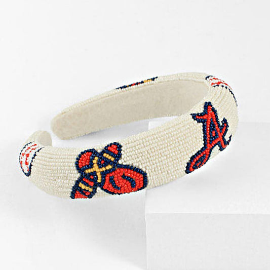 Atlanta Braves Logo Baseball Team Seed Beaded Headband