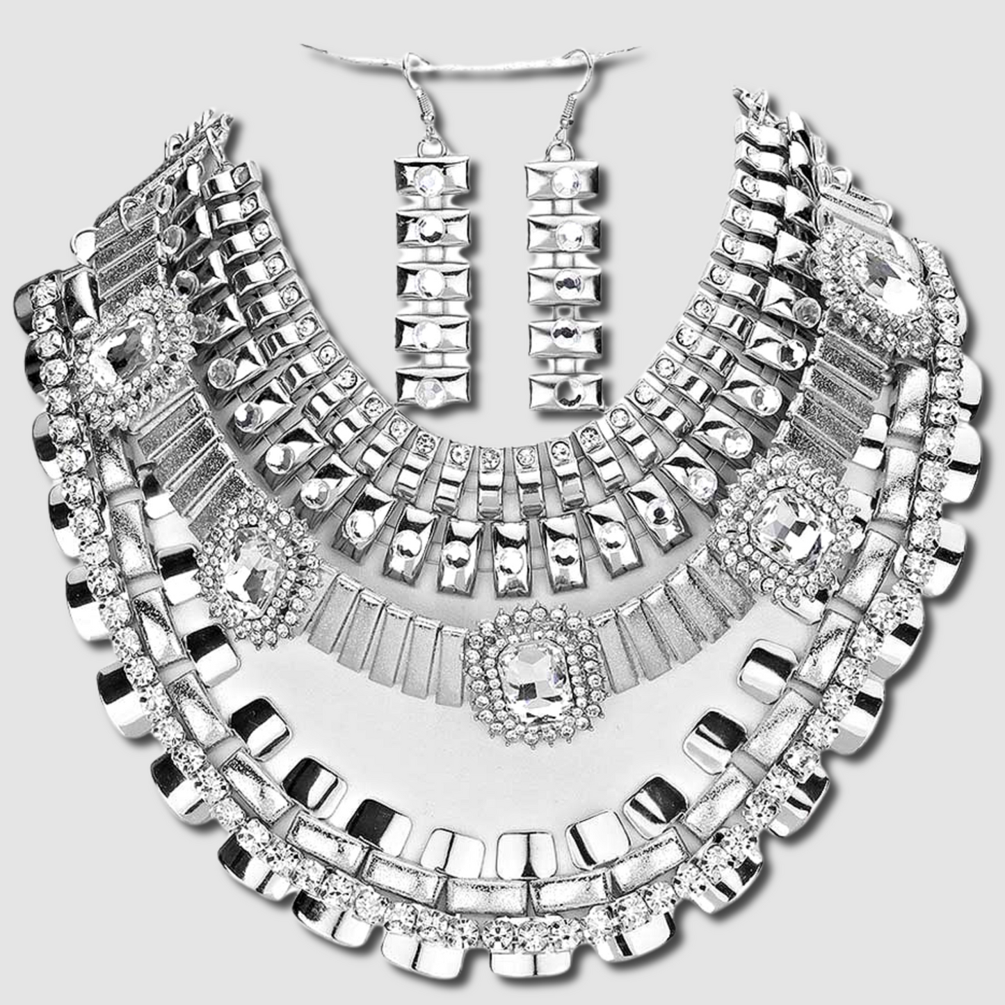 Jordana Stone Crystal Embellished Necklace Earrings SET