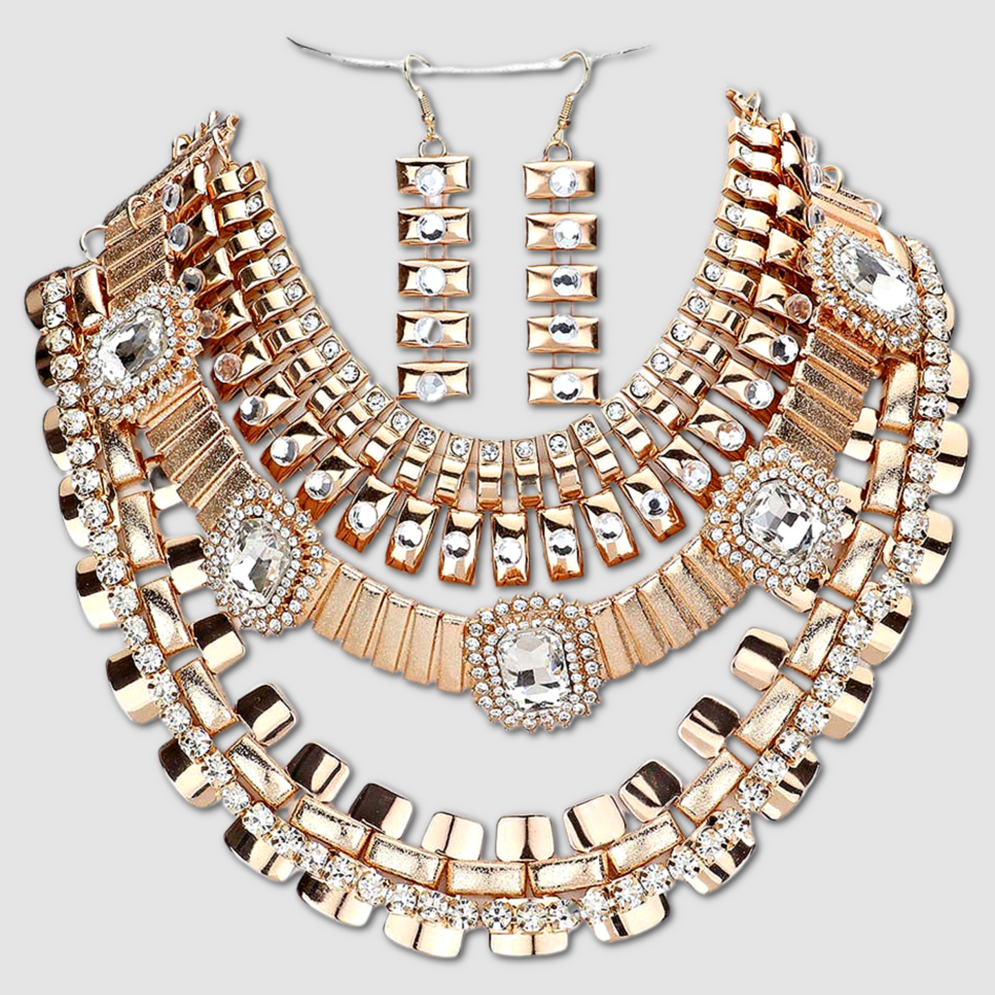 Jordana Stone Crystal Embellished Necklace Earrings SET