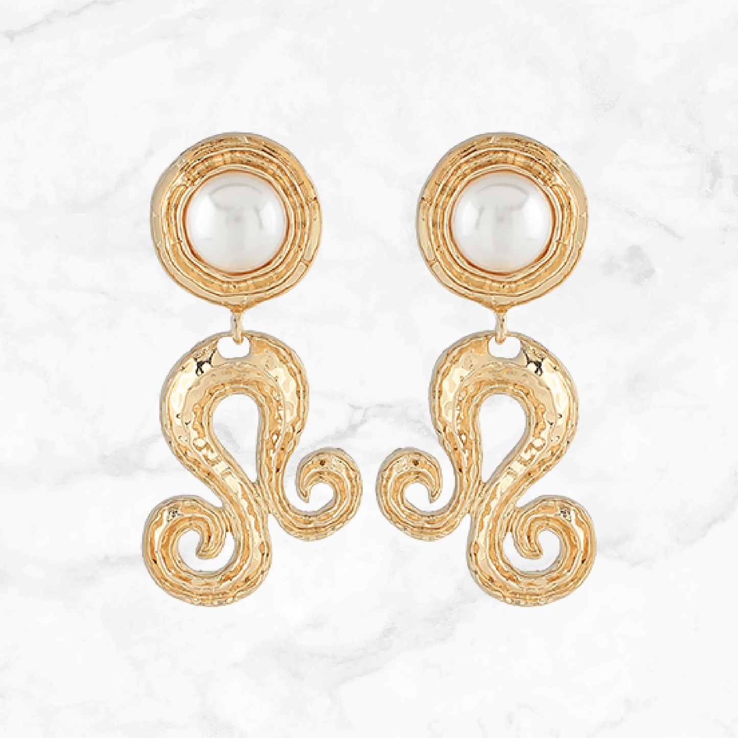 Hannah Pearl Accent Gold Dipped Statement Earrings