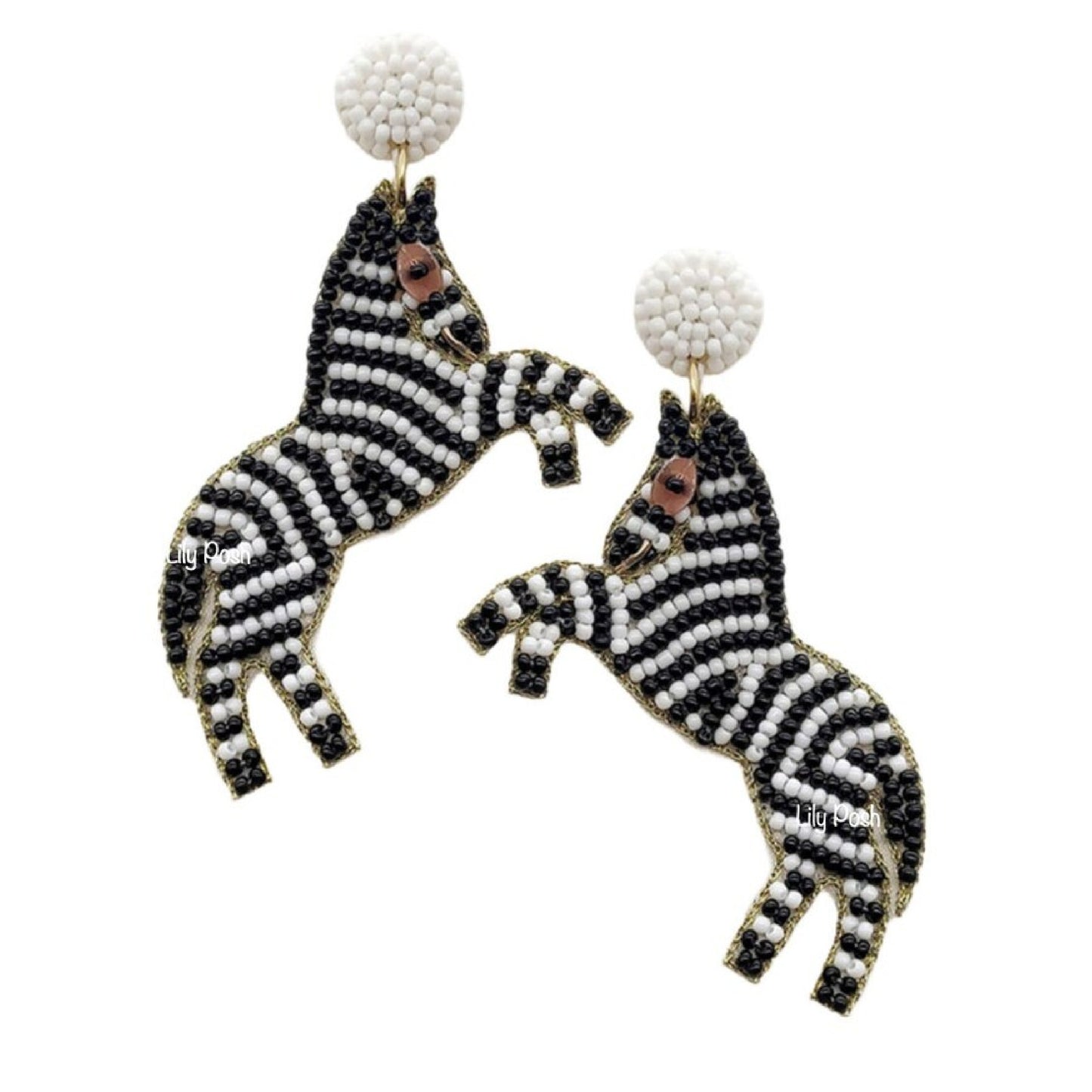 Zebra Animal Safari Resort Beaded Earrings