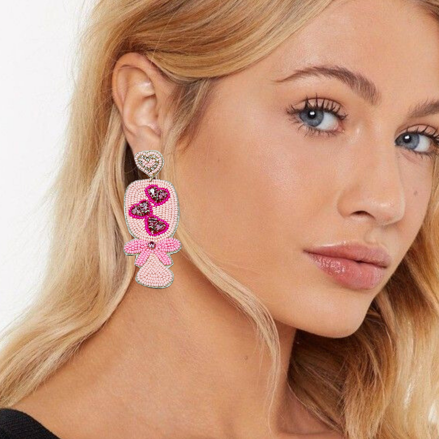 Toast To Love Champagne Flute Crystal Beaded Earrings