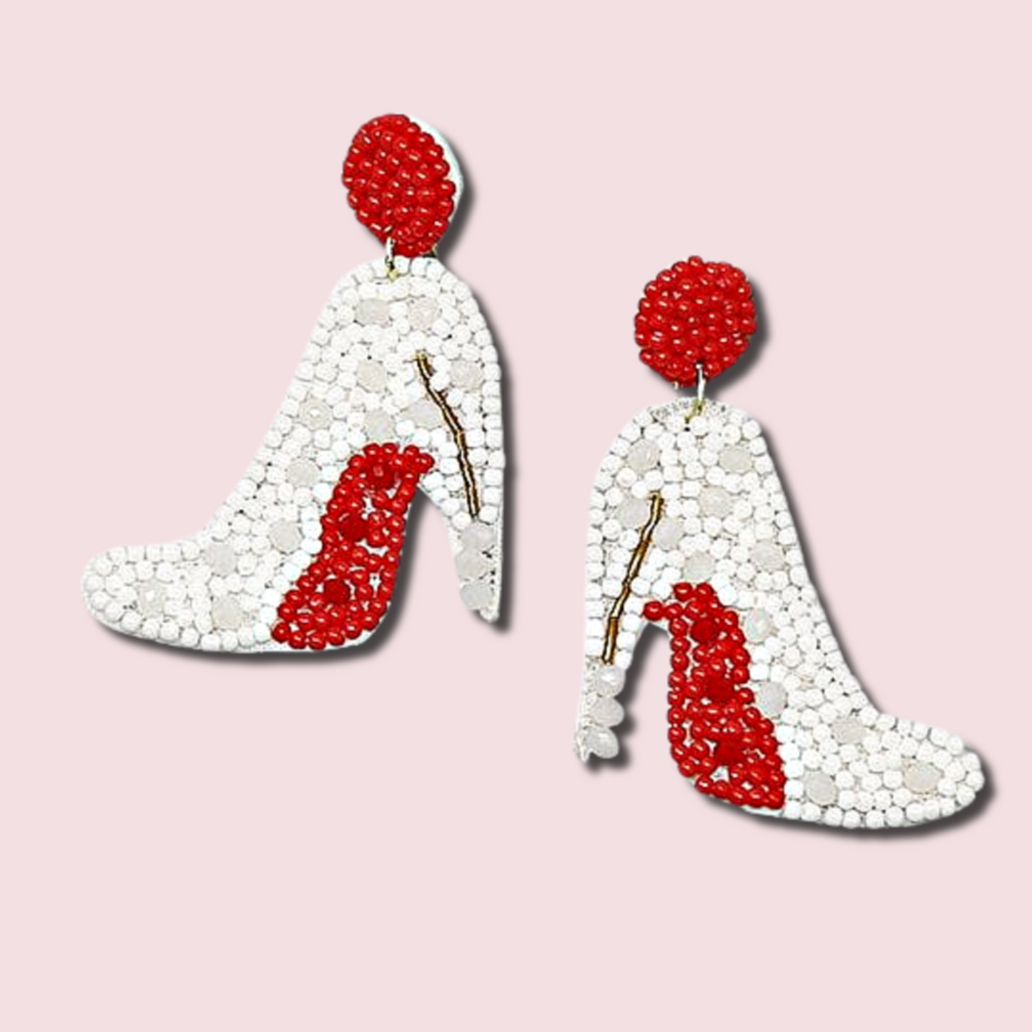 Stiletto Heels Seed Beaded Fashion Earrings