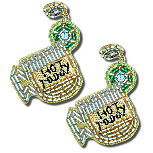 Hot Toddy Mug Glass Seed Beaded Earrings