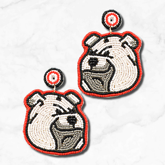 Georgia Bulldogs Football Team Mascot Beaded Earrings