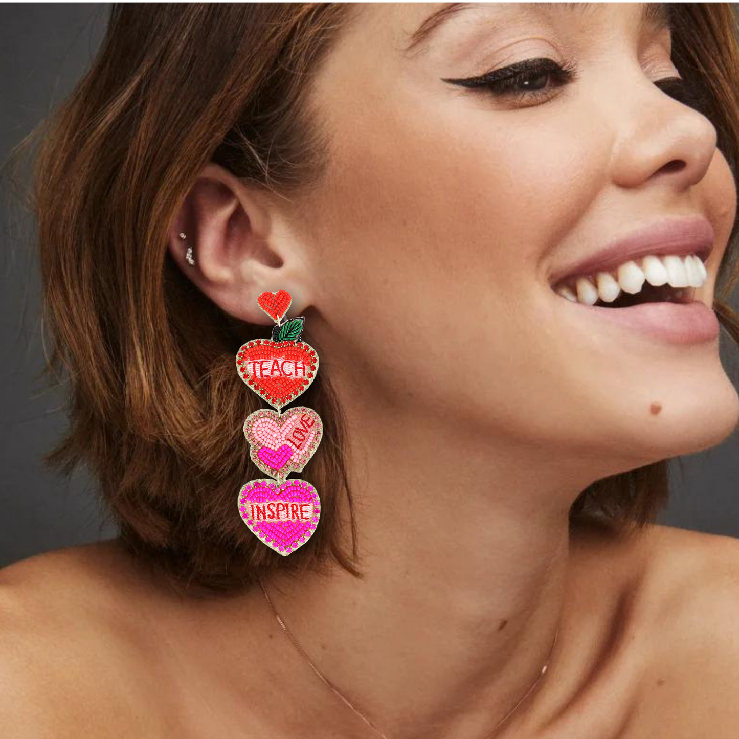 TEACH LOVE INSPIRE Hearts Drop Beaded Earrings