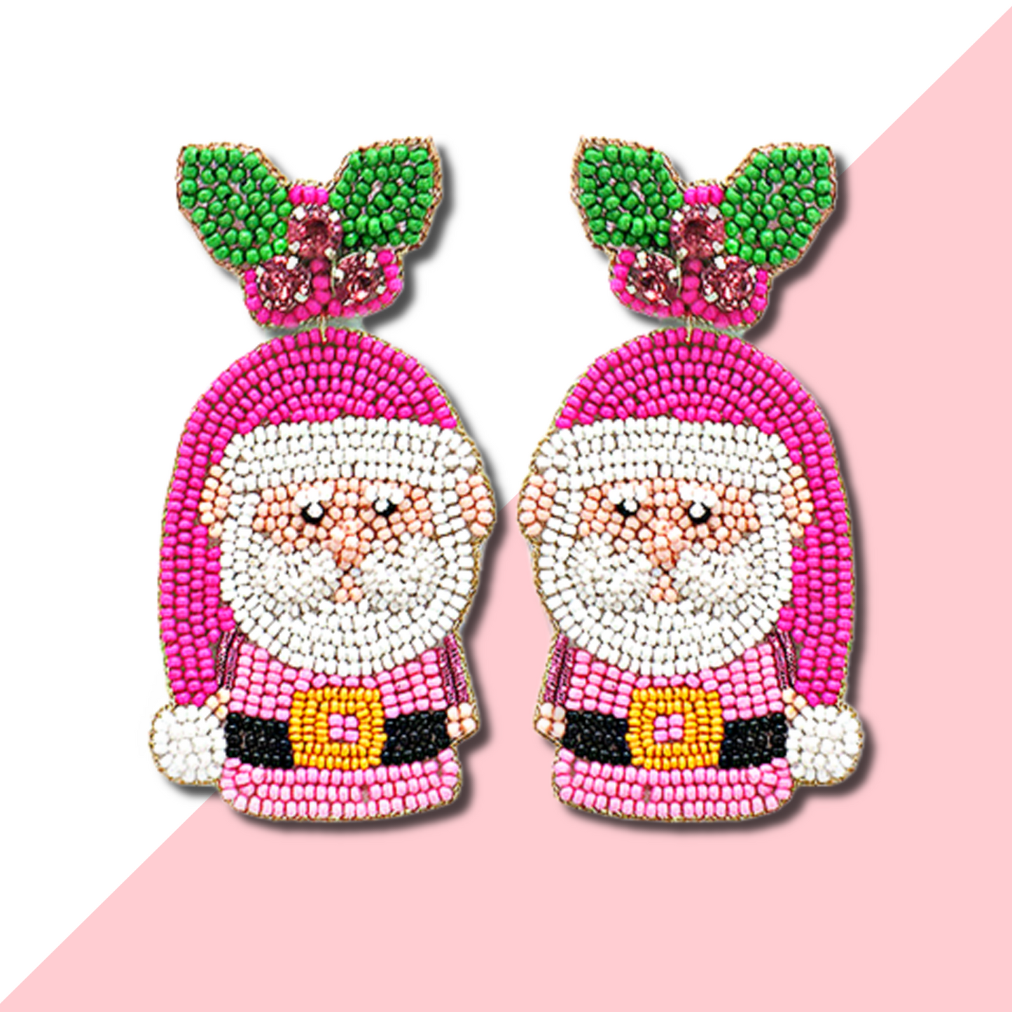 Santa Under The Mistletoe Crystal Beaded Earrings