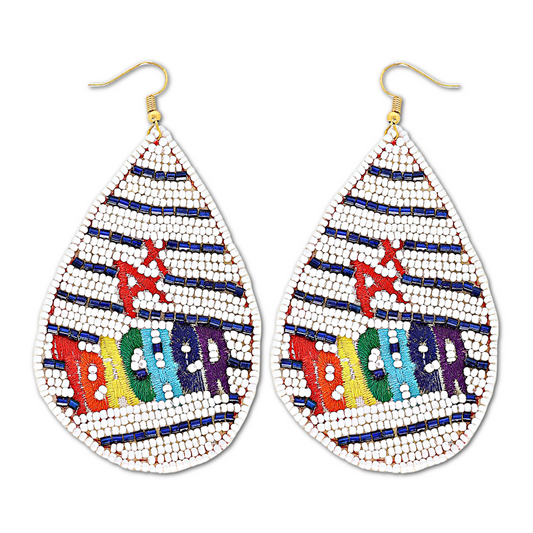 A+ Teacher School Teardrop Beaded Earrings