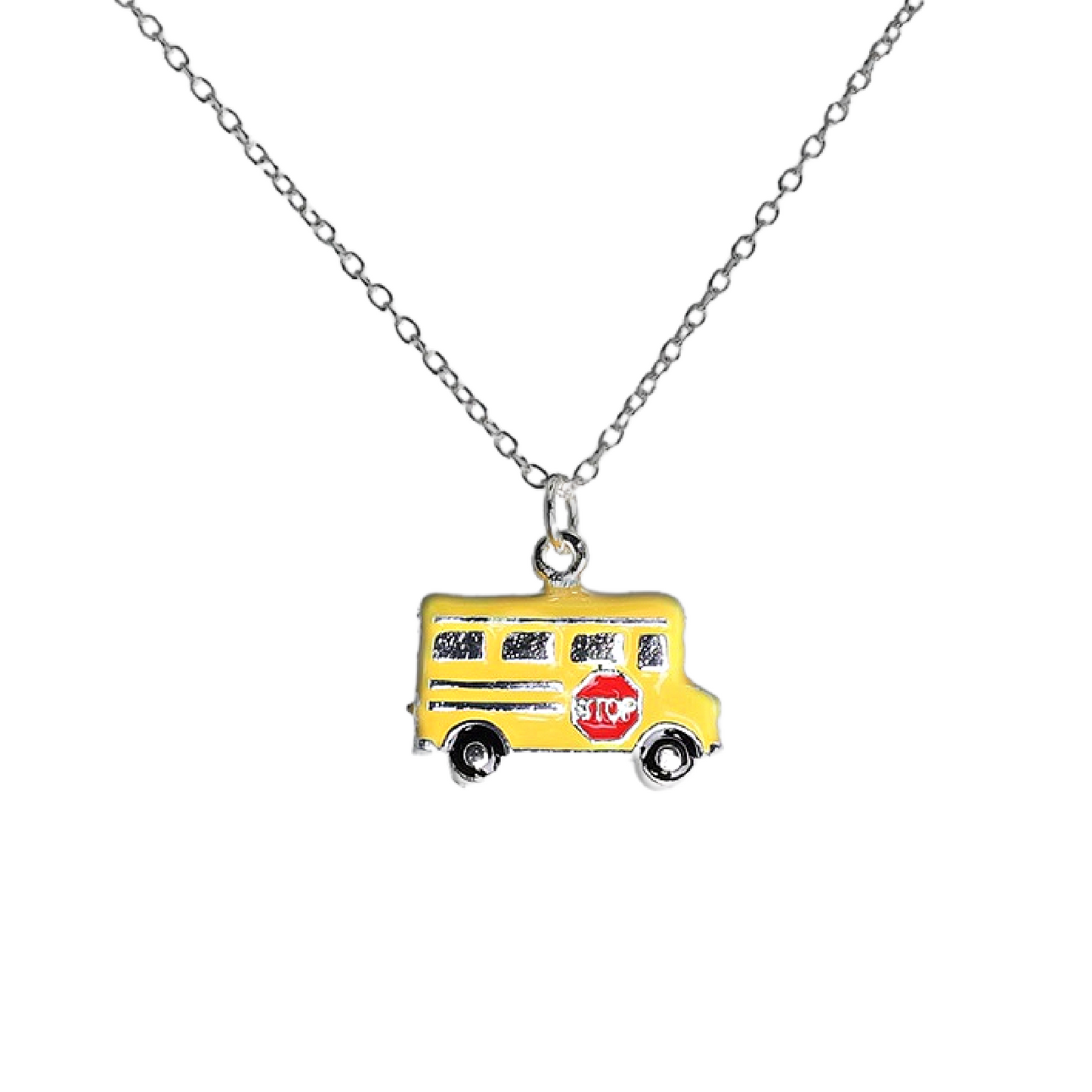 Teacher School Bus Necklace Earrings Jewelry SET