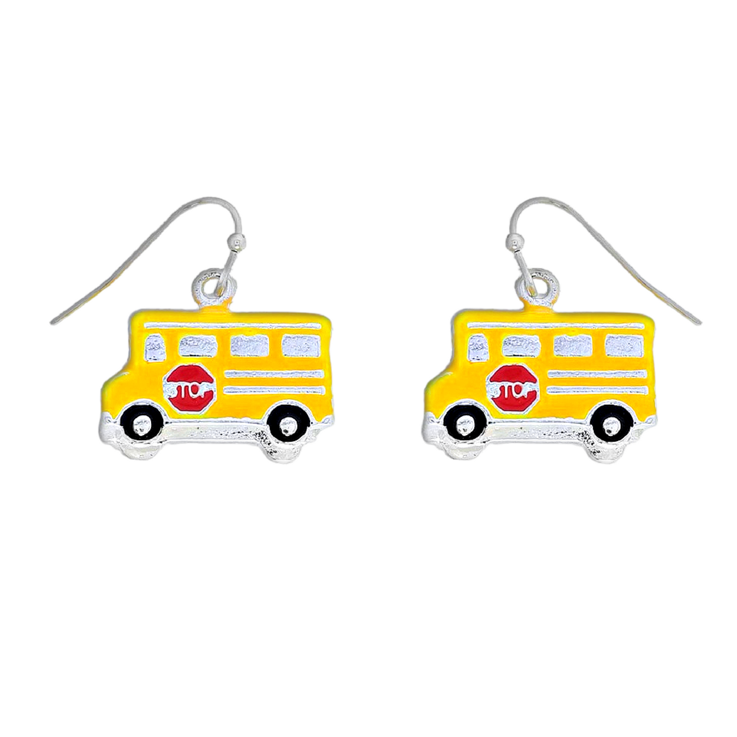 Teacher School Bus Necklace Earrings Jewelry SET
