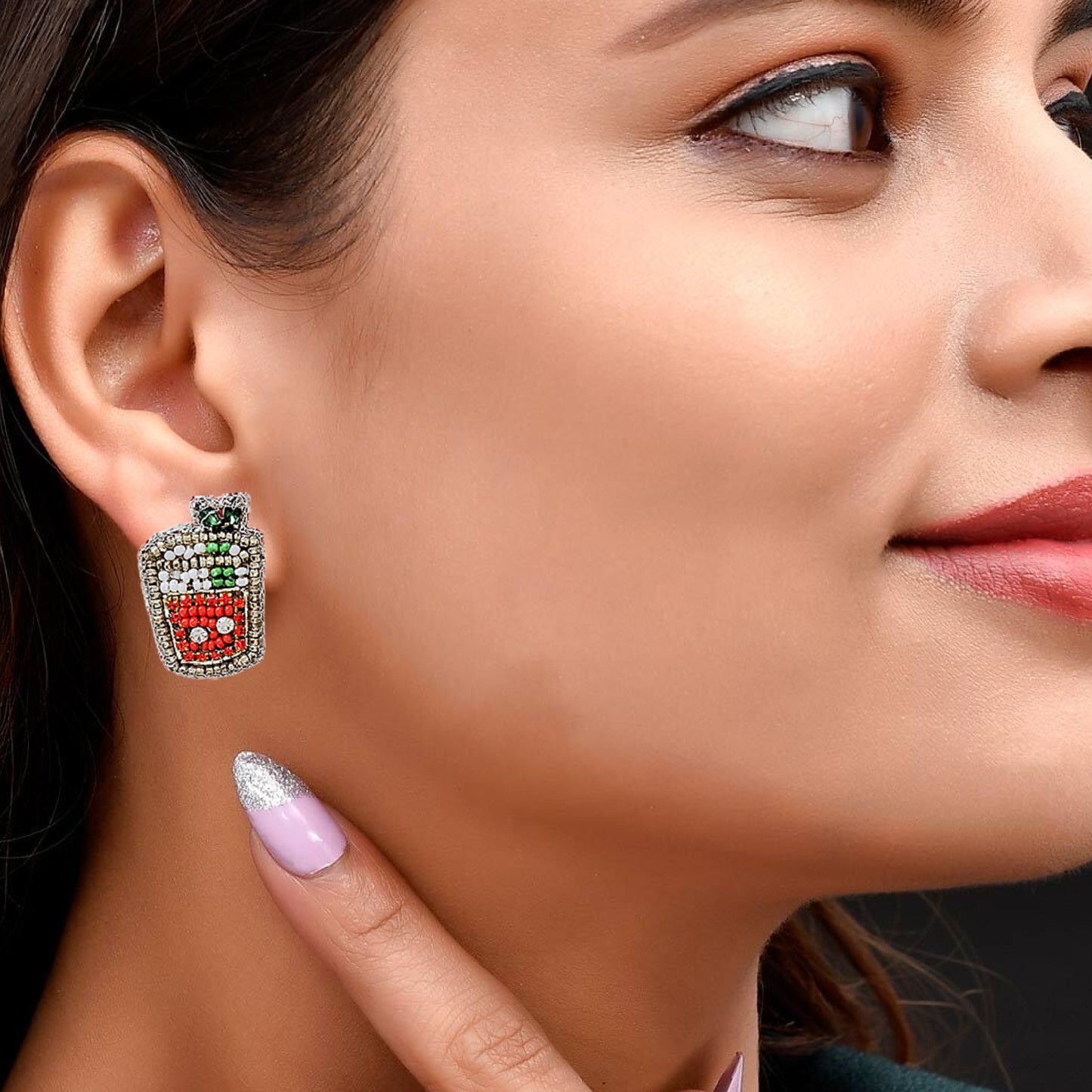 3 PC SET Spicy Bloody Mary Cocktail Beaded Stud Earrings