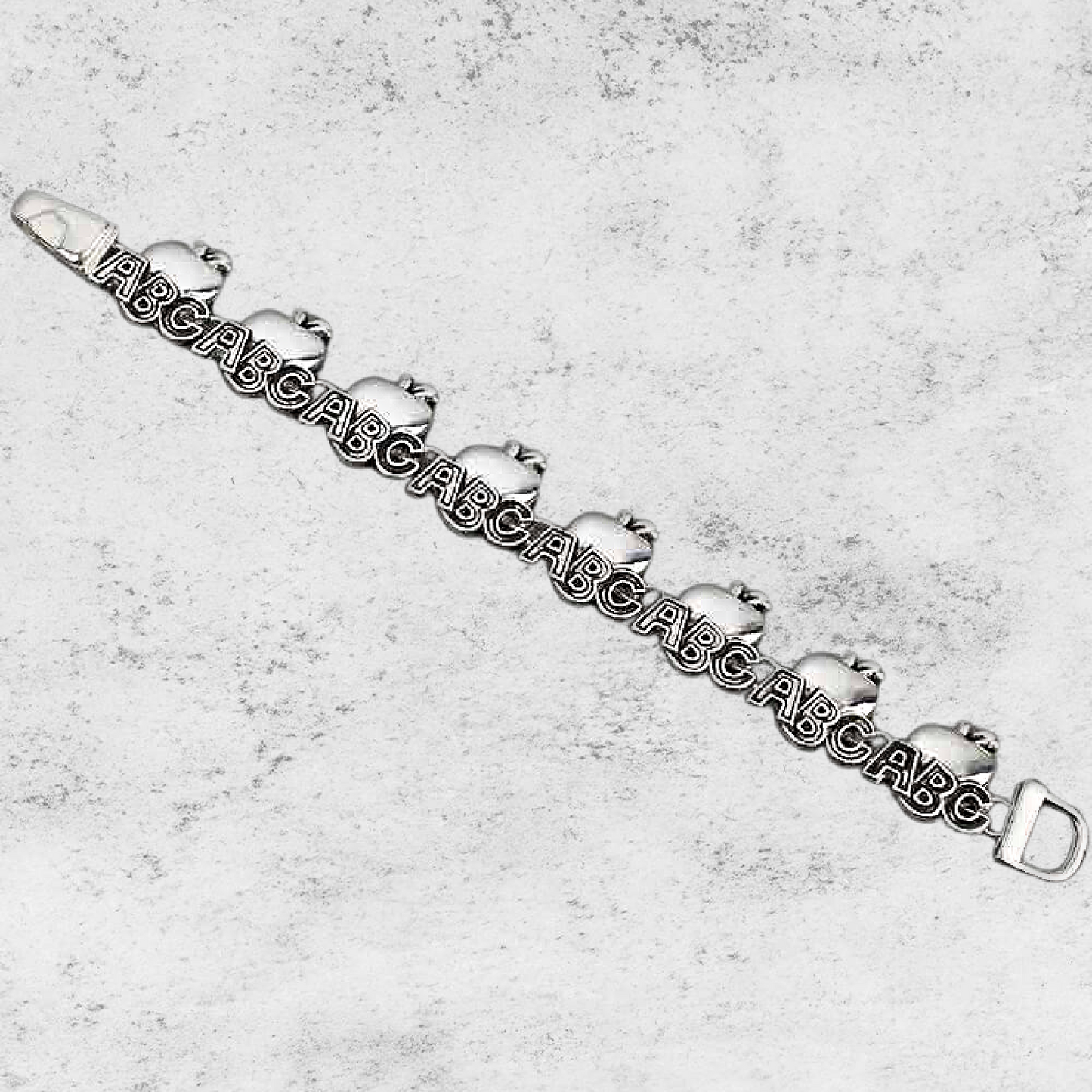 Teacher ABC Apple Silver Dipped Magnetic Bracelet