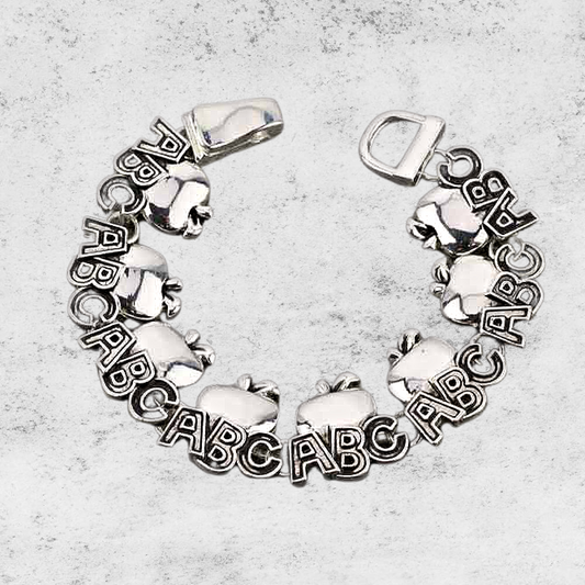 Teacher ABC Apple Silver Dipped Magnetic Bracelet