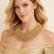 Gia Gold Pearl Beaded Magnetic Collar Necklace