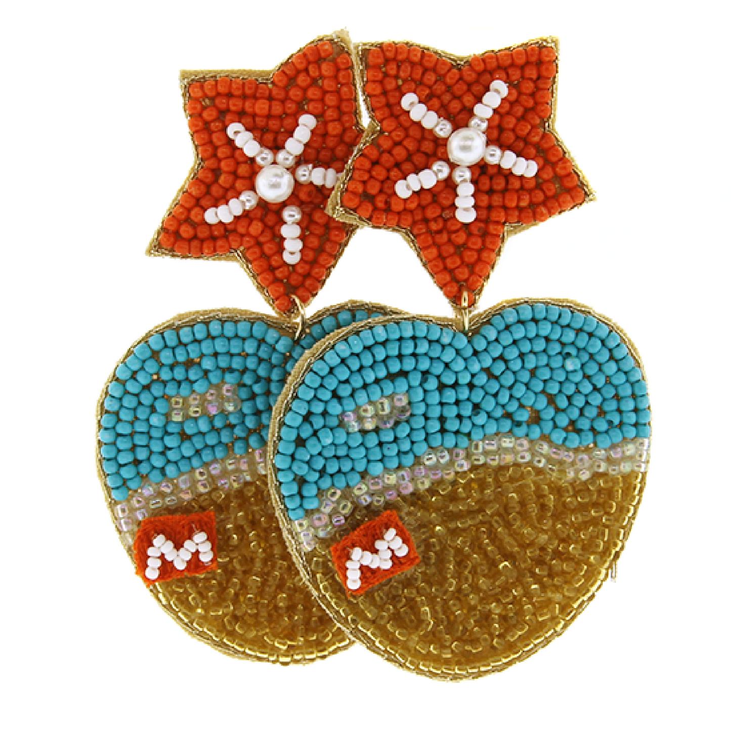 Seed Bead Starfish Day At The Beach Earrings