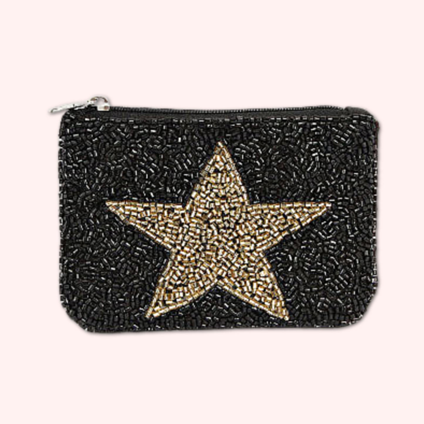 Gold Sparkle Star Beaded Storage Coin Pouch
