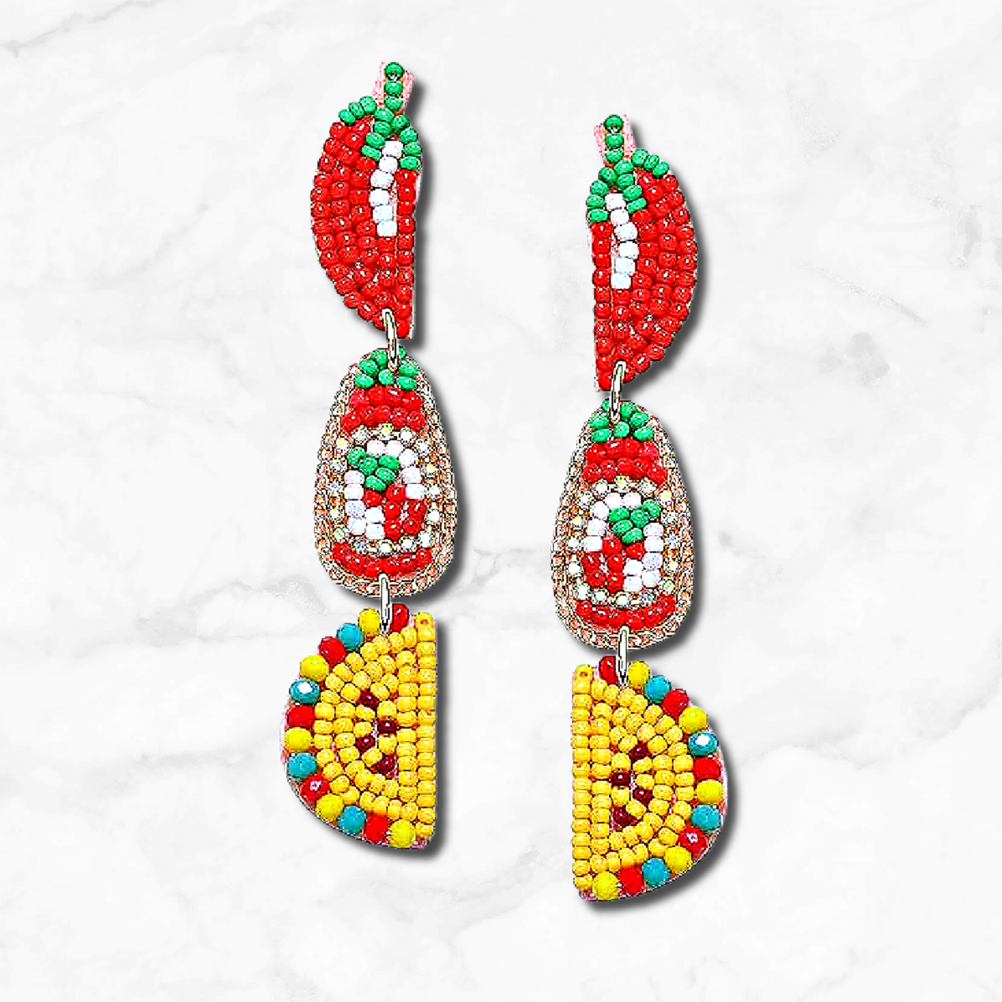 Pepper Hot Sauce Pepper Mexican Food Beaded Earrings