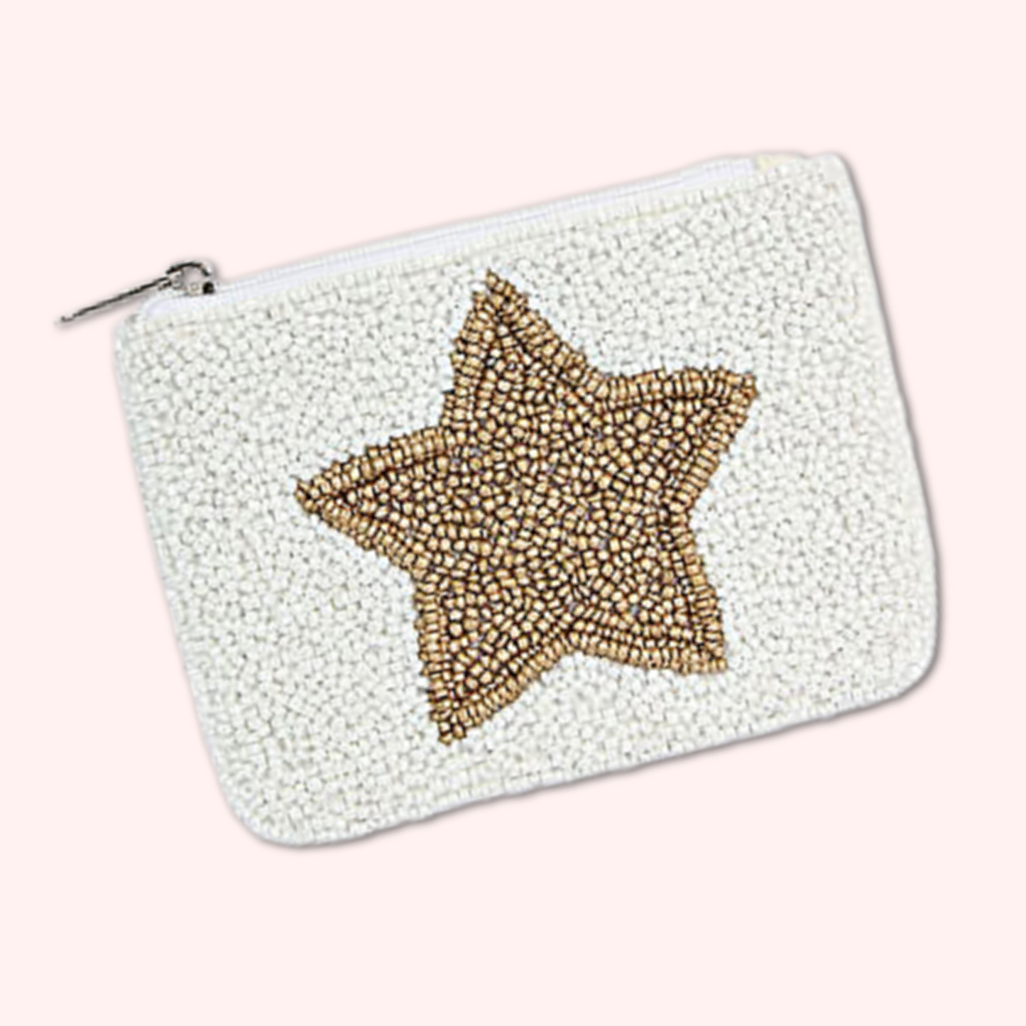 Gold Sparkle Star Beaded Storage Coin Pouch