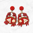 Beaded Maryland Red Crab Beach Theme Earrings