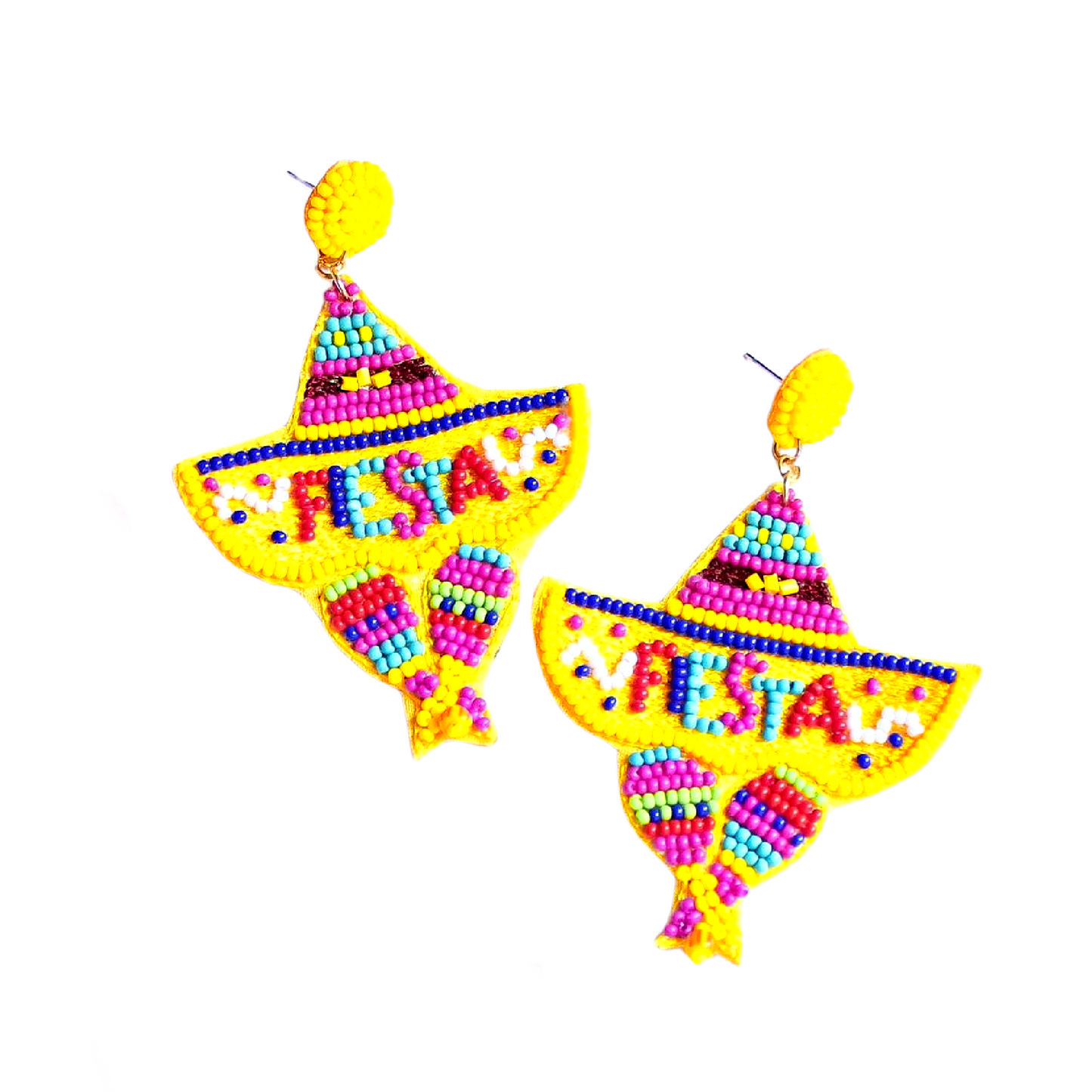 Fiesta Mexican Festival Party Sombrero Beaded Earrings