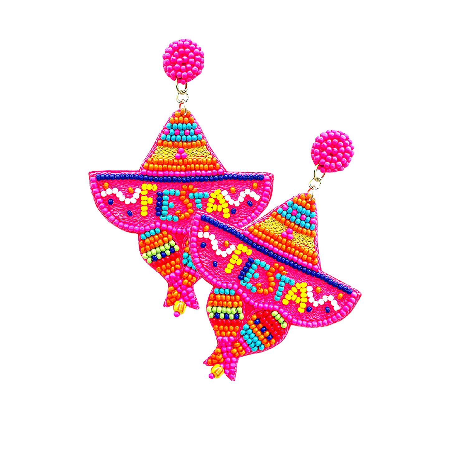 Fiesta Mexican Festival Party Sombrero Beaded Earrings