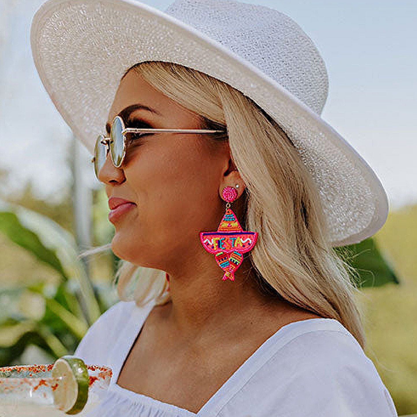 Fiesta Mexican Festival Party Sombrero Beaded Earrings