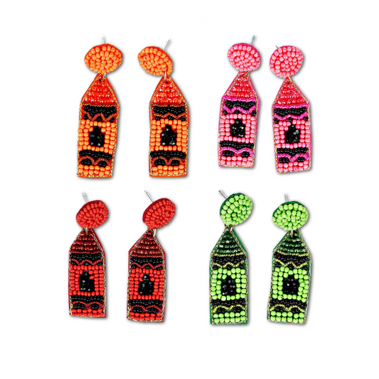 Colorful Crayons Teacher School Theme Beaded Earrings