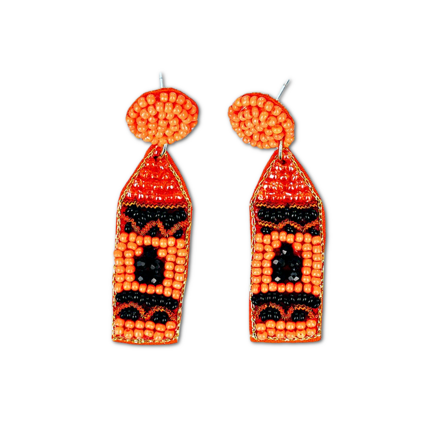 Colorful Crayons Teacher School Theme Beaded Earrings